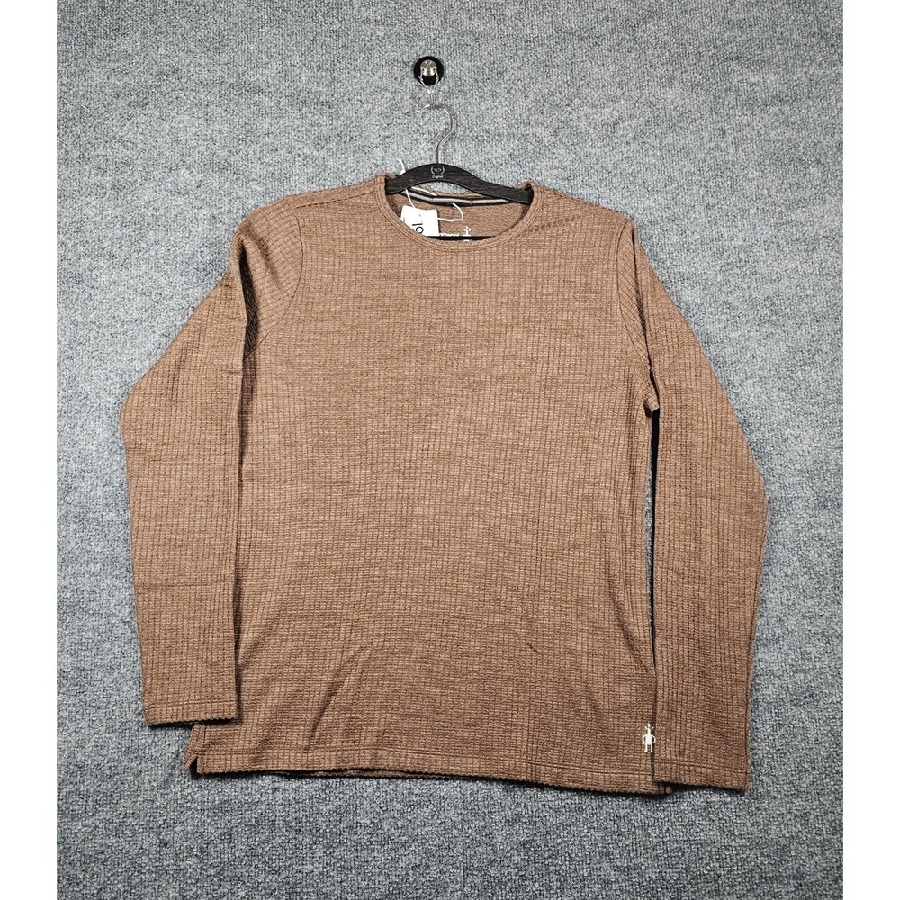 Smartwool Thermal Ribbed Crewneck Shirt Top Size Medium Mocha Heather Base Layer